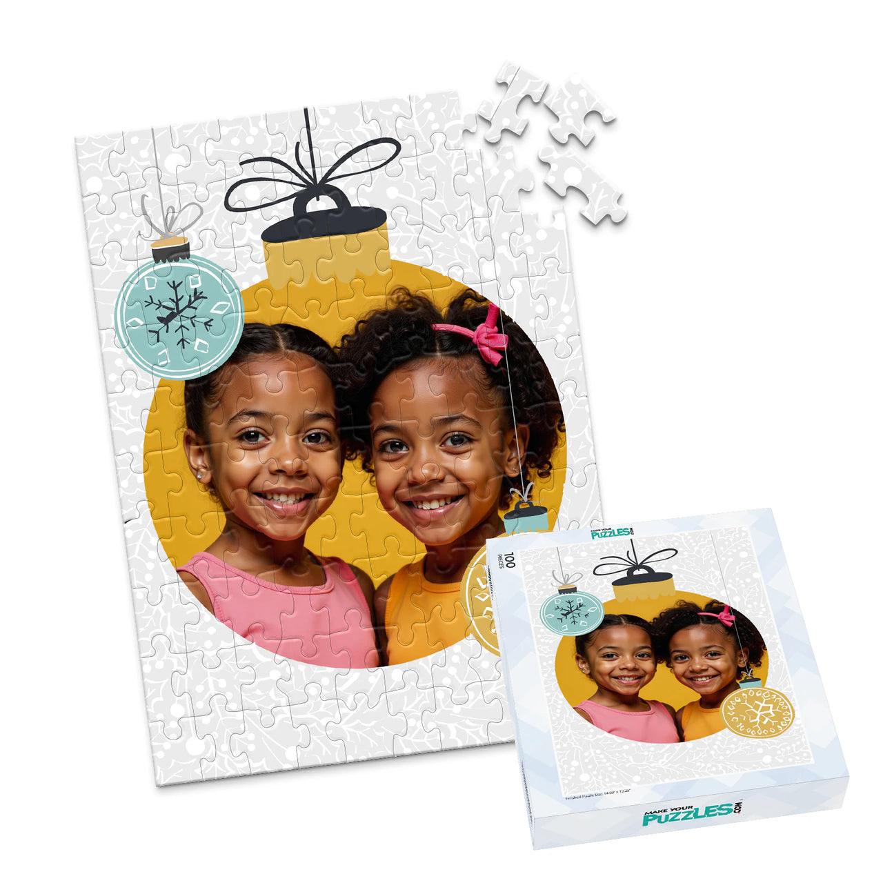 Christmas Bauble Frame Photo Puzzle - 100 piece and box