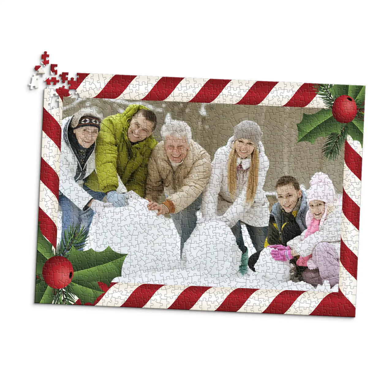 Christmas Candy-cane Border Photo Puzzle - 1000 piece