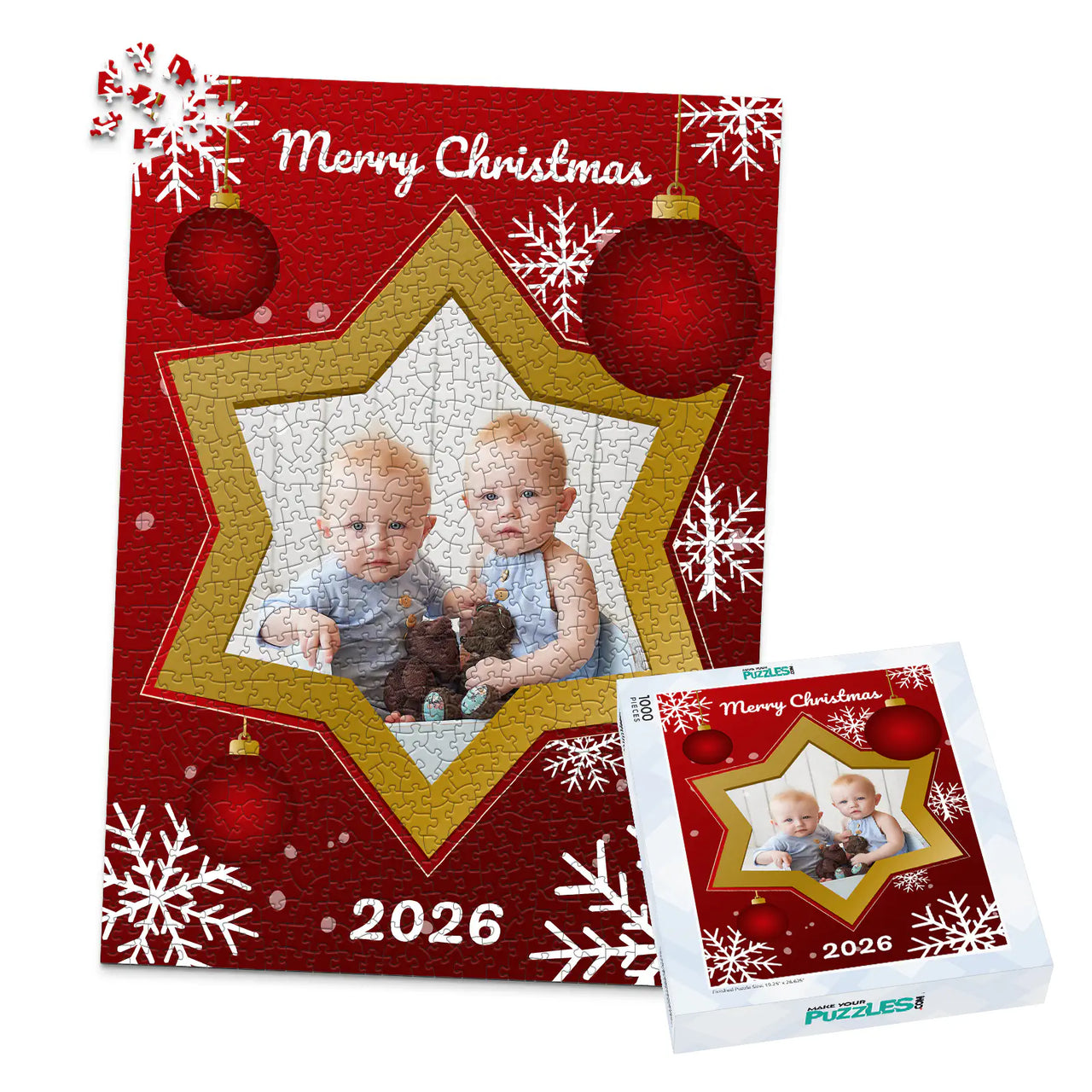 Christmas Gold Star Photo Puzzle - 1000 piece and box