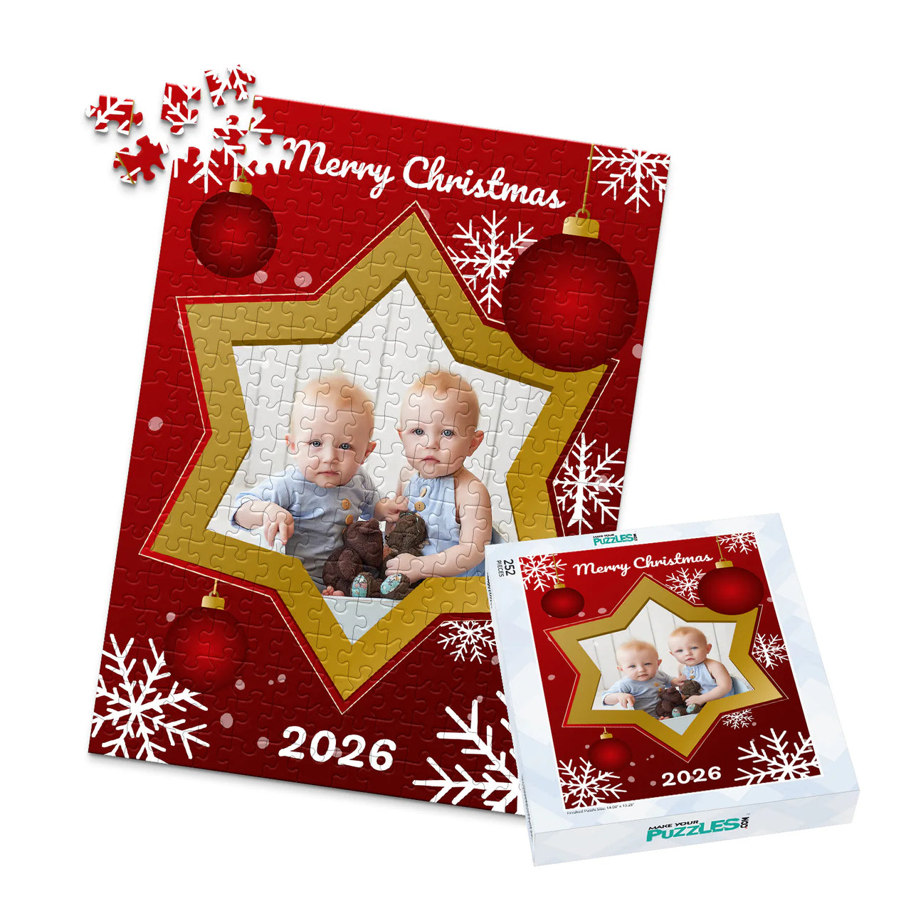 Christmas Gold Star Photo Puzzle - 252 piece and box