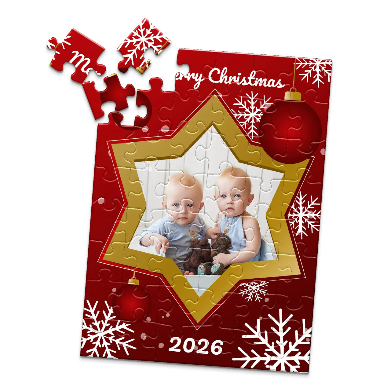 Christmas Gold Star Photo Puzzle - 48 piece