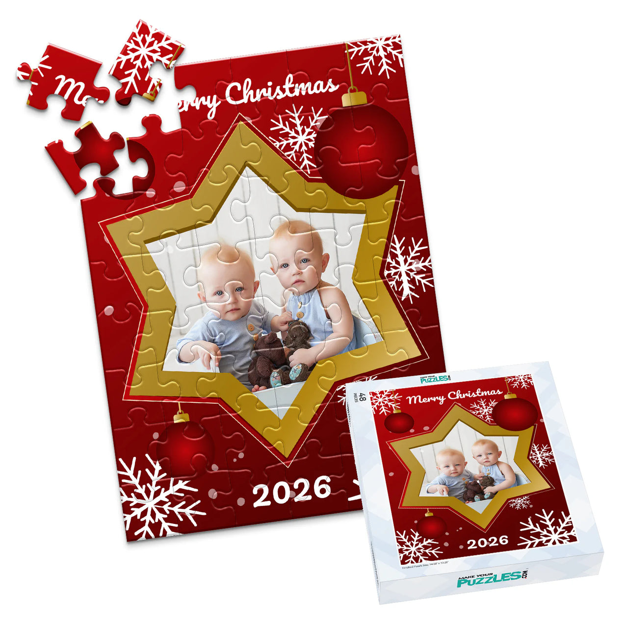 Christmas Gold Star Photo Puzzle - 48 piece and box