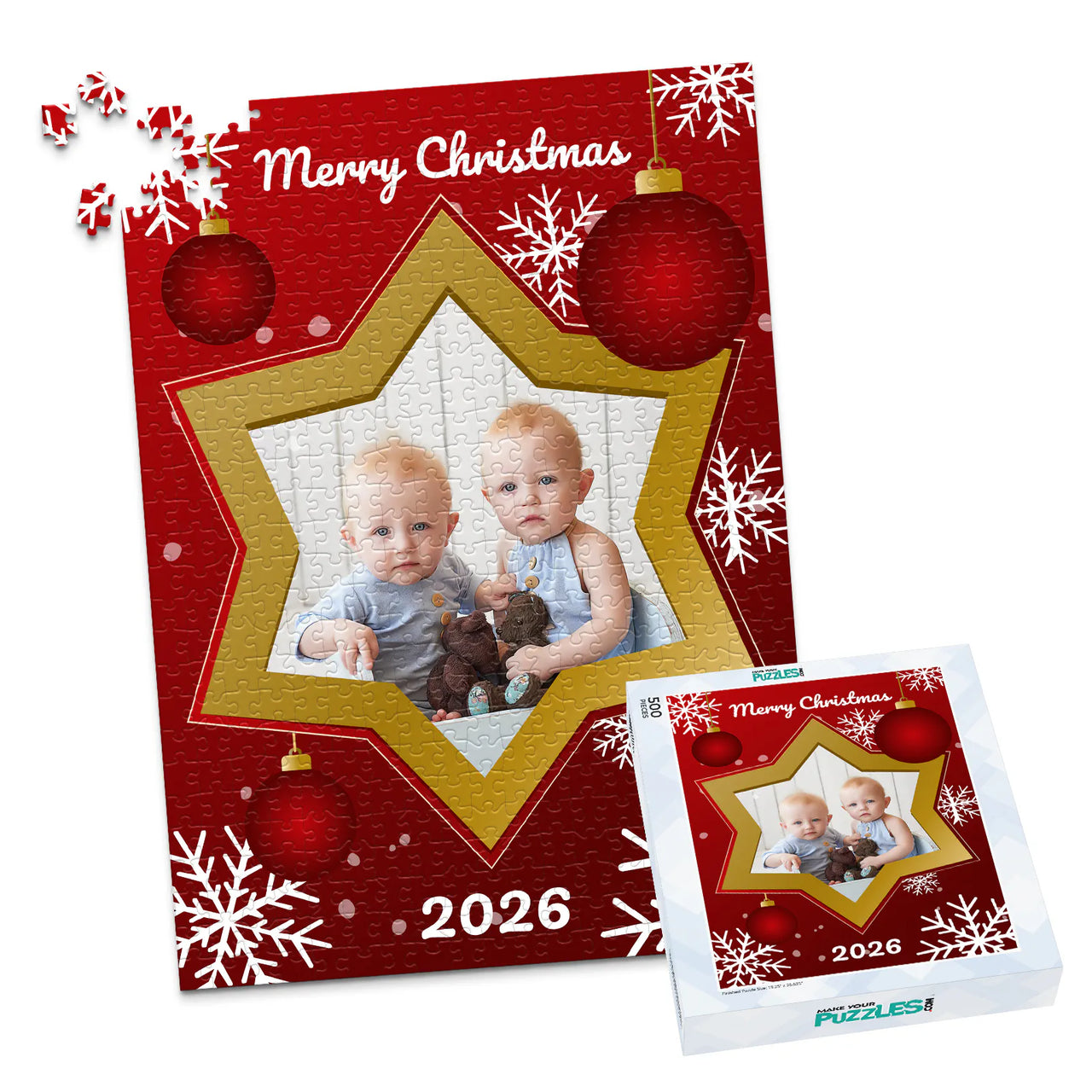 Christmas Gold Star Photo Puzzle - 500 piece and box