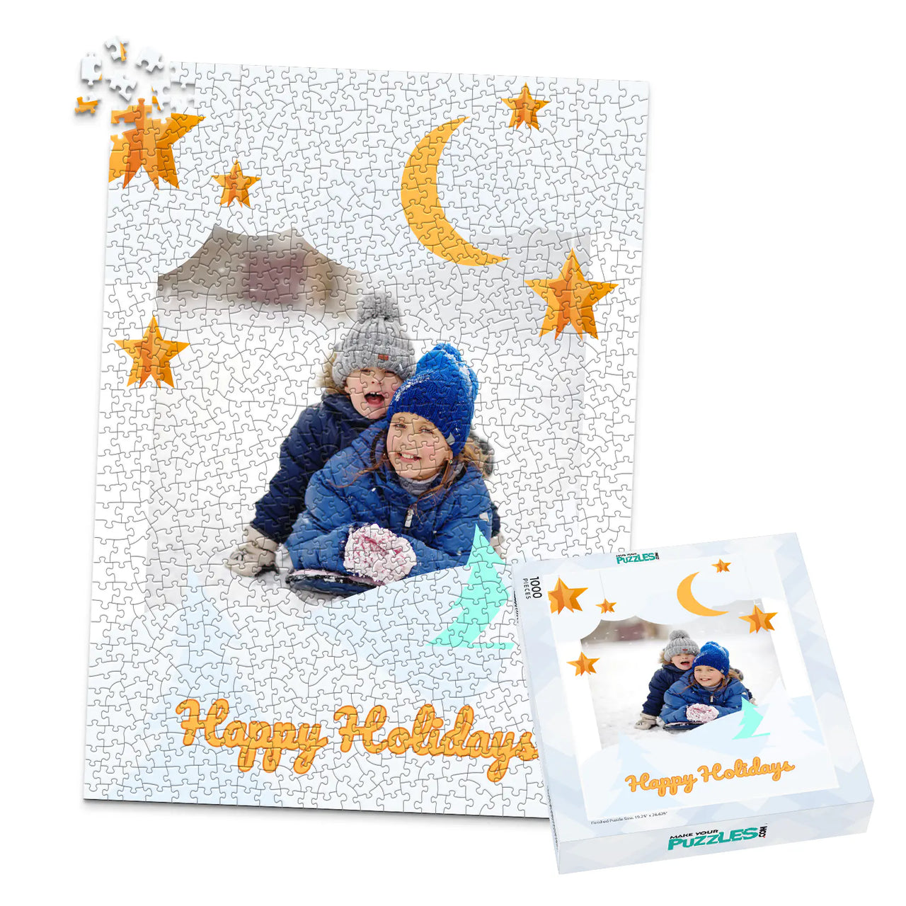Christmas Moon Stars Photo Puzzle - 1000 piece and box