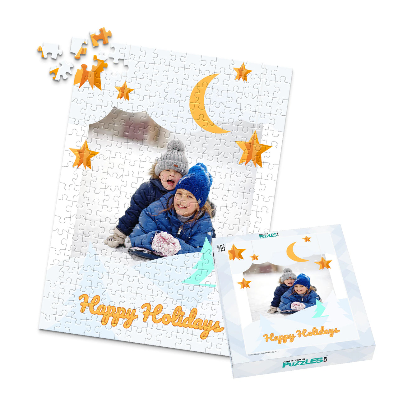 Christmas Moon Stars Photo Puzzle - 252 piece and box