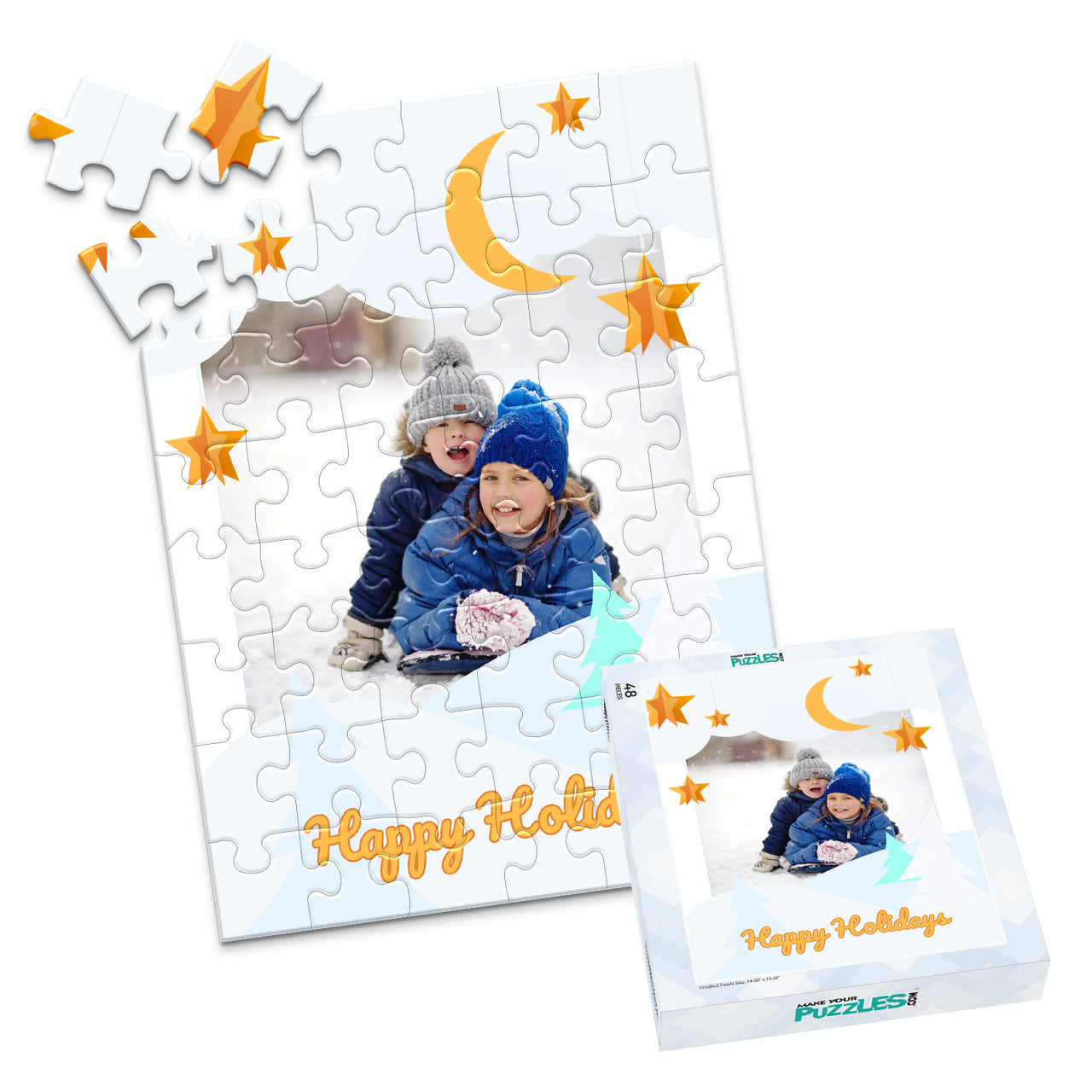 Christmas Moon Stars Photo Puzzle - 48 piece and box