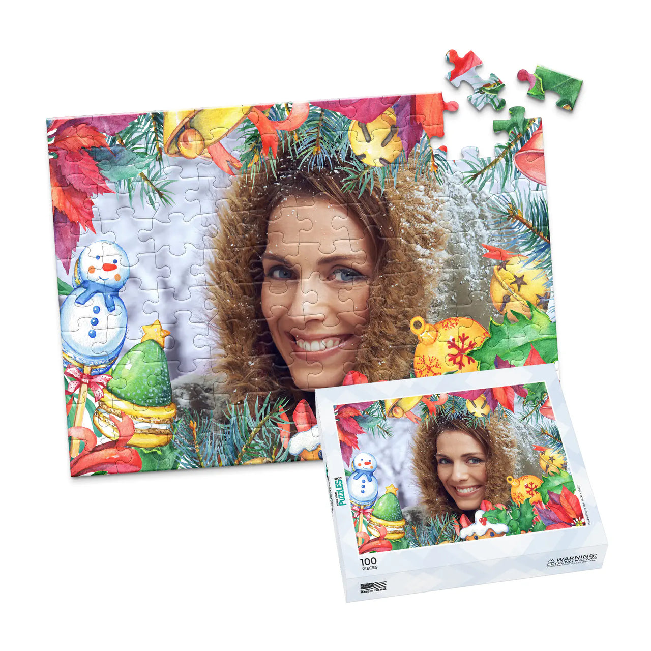 Christmas Ornaments Photo Puzzle - 100 piece and box