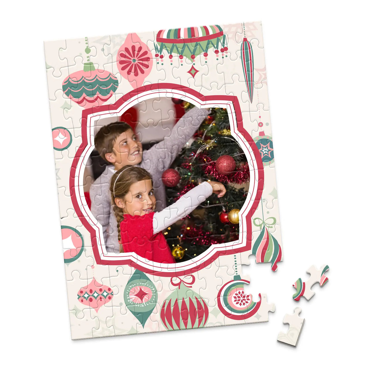 Christmas Retro Ornaments Photo Puzzle - 100 piece