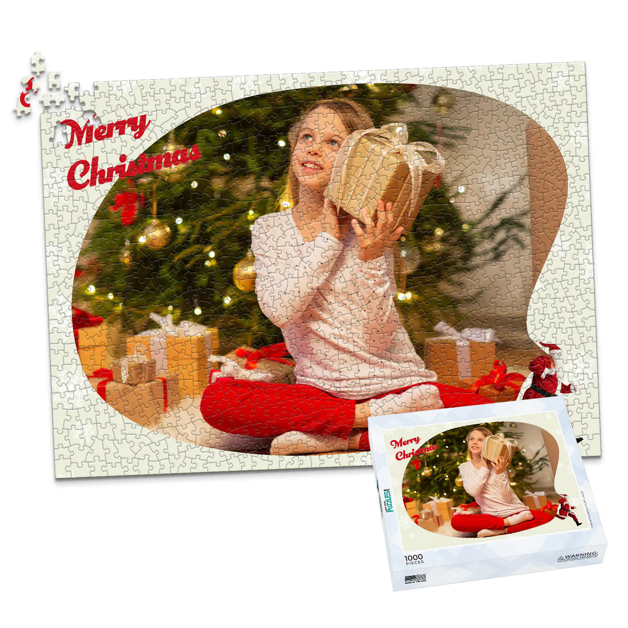 Christmas Snowflake Santa Photo Puzzle - 1000 piece and box