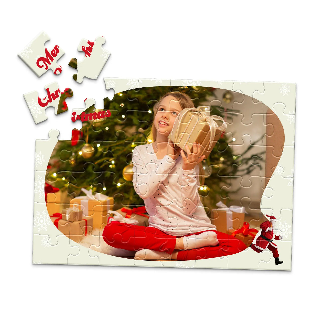 Christmas Snowflake Santa Photo Puzzle - 48 piece