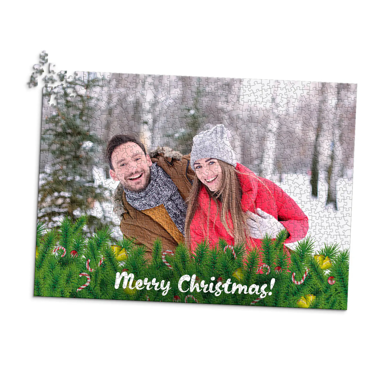 Christmas Pine Candycane Photo Puzzle - 1000 piece