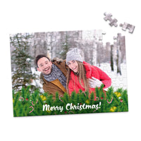 Christmas Pine Candycane Photo Puzzle - 100 piece
