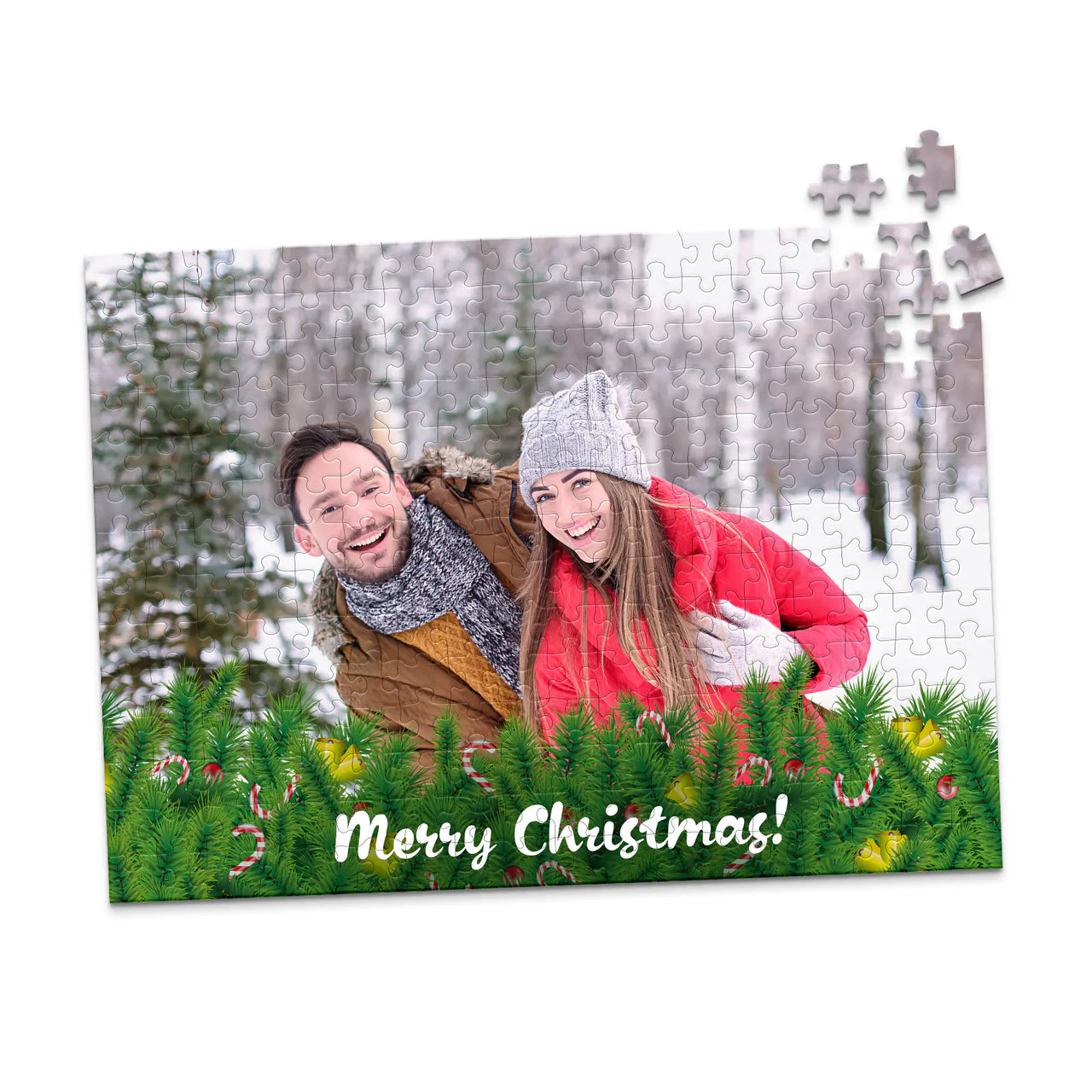Christmas Pine Candycane Photo Puzzle - 252 piece