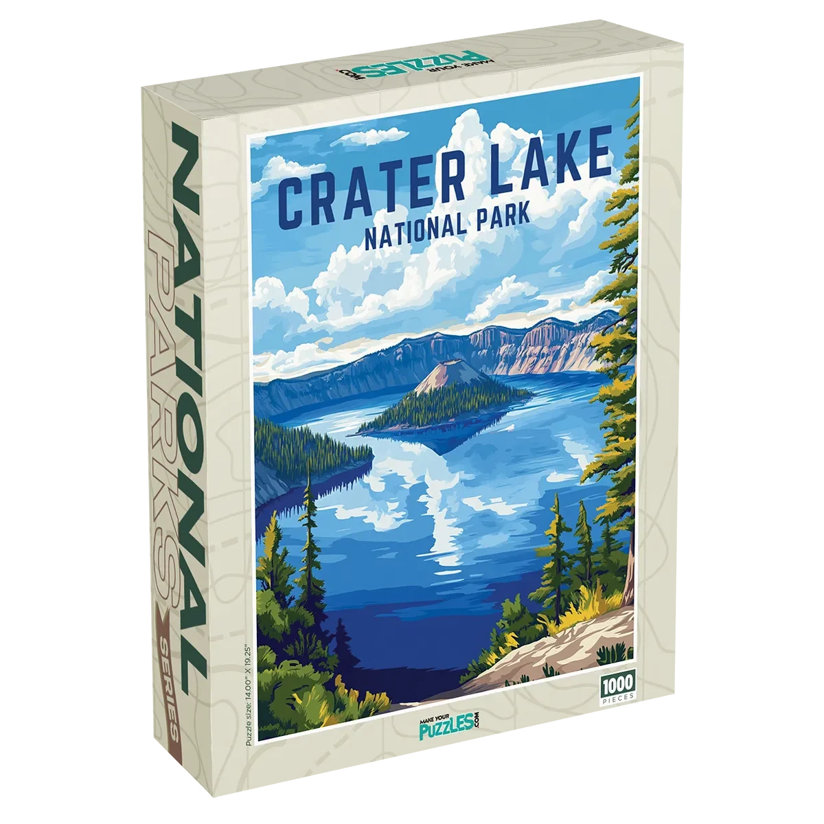 Crater Lake National Park 1000 piece puzzle box by MakeYourPuzzles