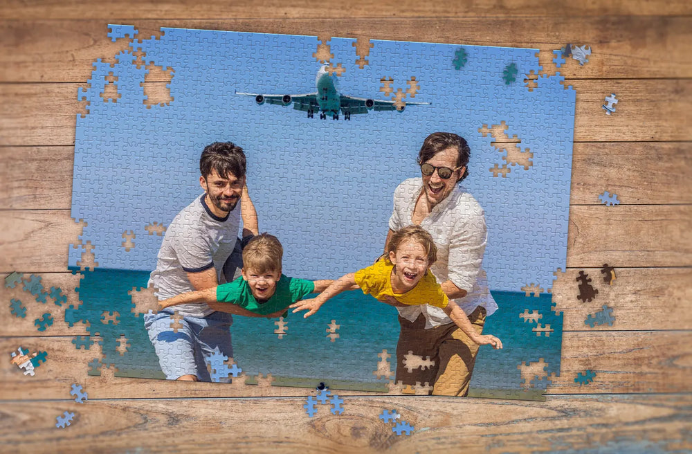1000 piece personalized puzzle family on beach
