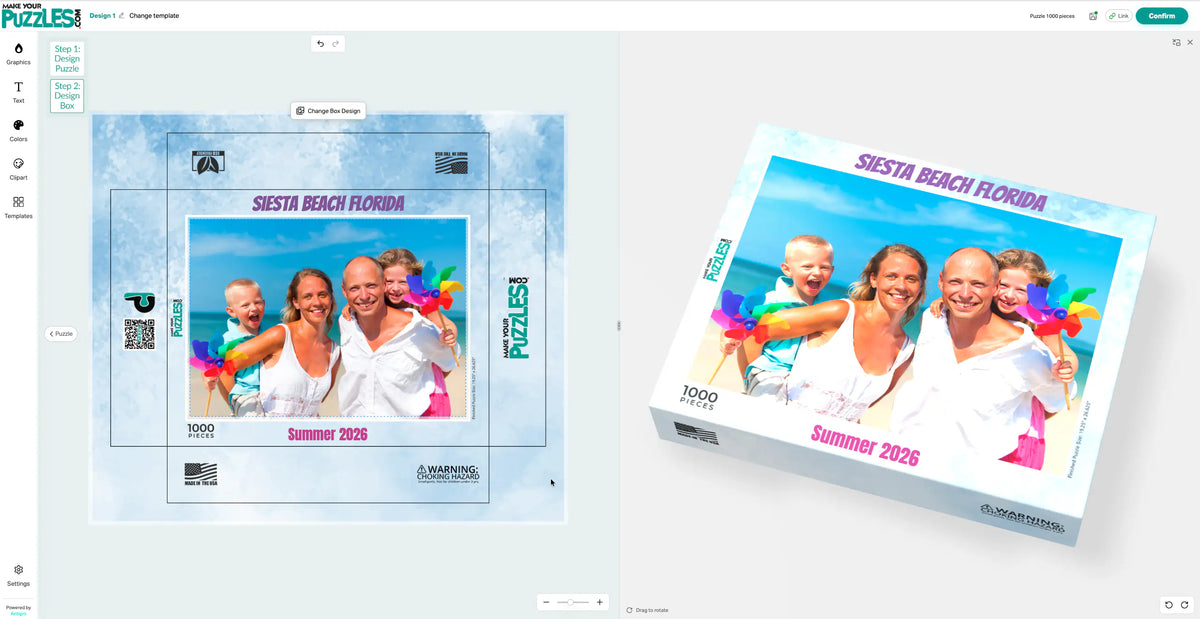 Message and text added to the personalized puzzle box