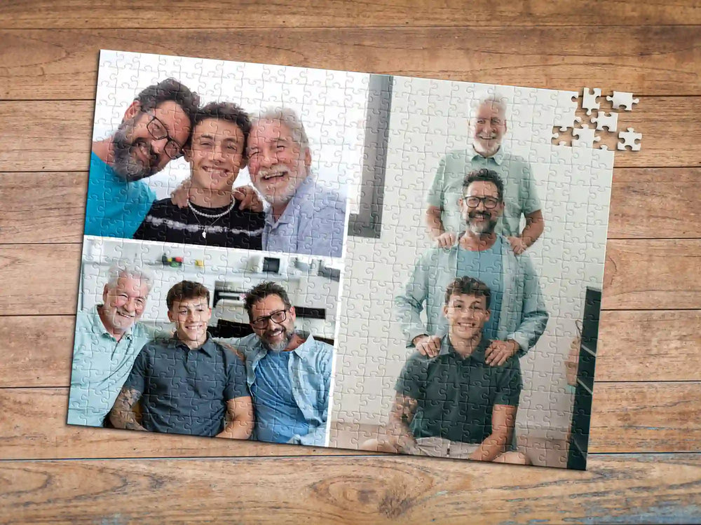 Custom family puzzle featuring multiple generations together