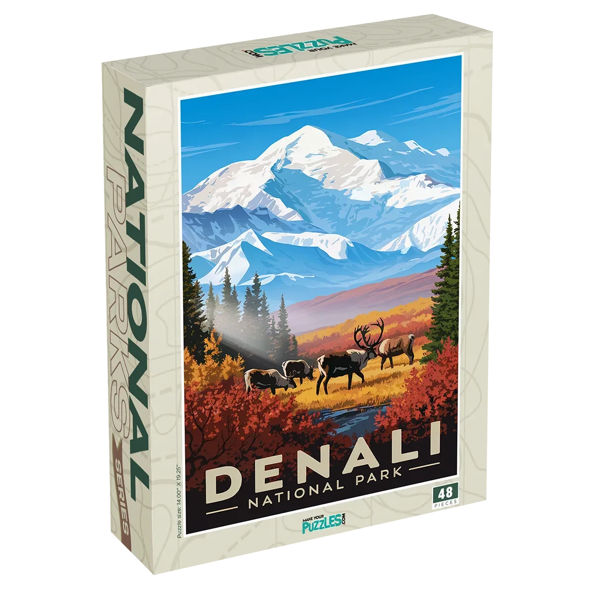 Denali National Park Caribou 48 piece puzzle box by MakeYourPuzzles