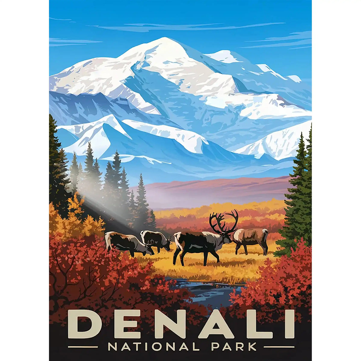Denali National Park Jigsaw Puzzle Caribou by MakeYourPuzzles | Made in the USA