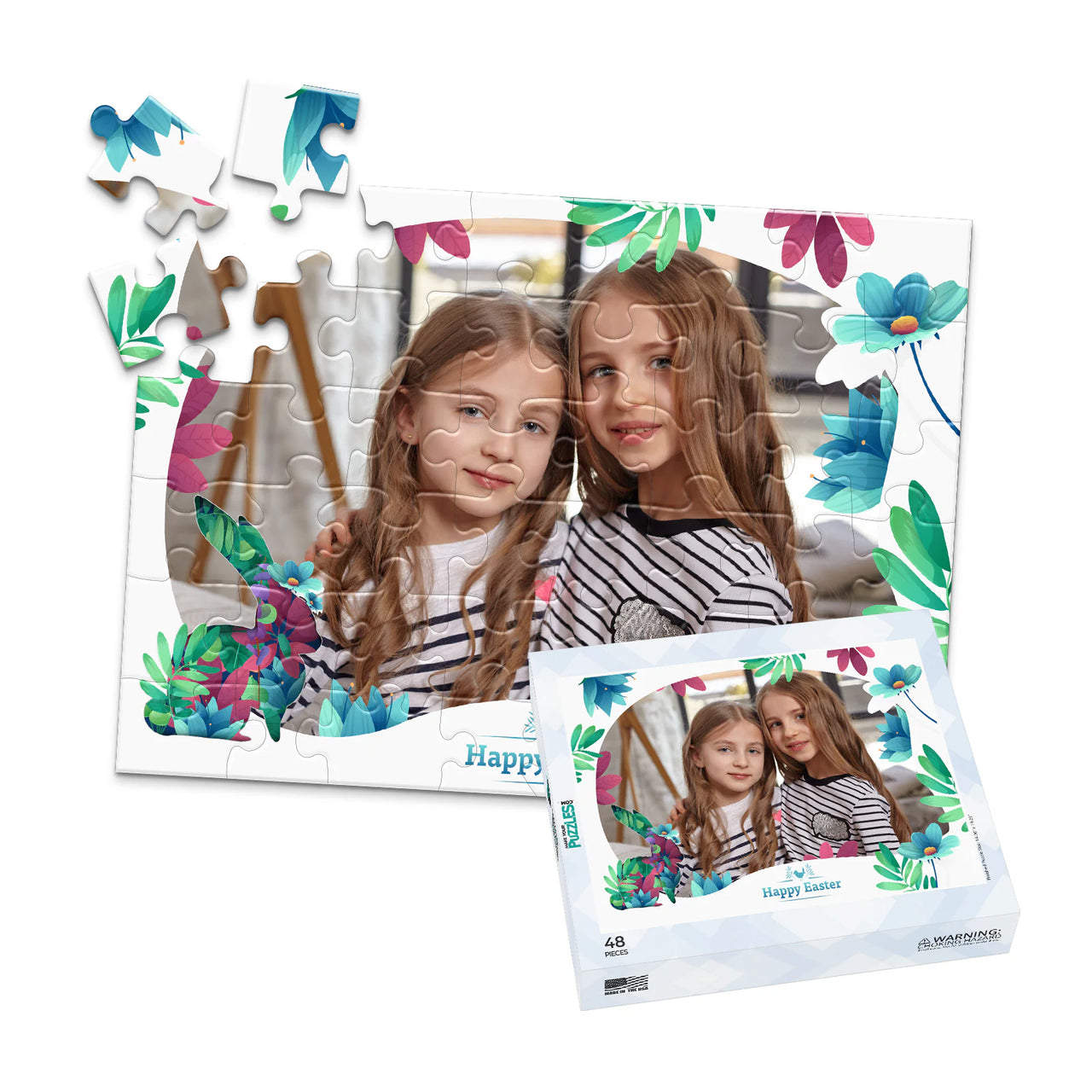 Easter Floral Frame Photo Puzzle - 48 piece and box