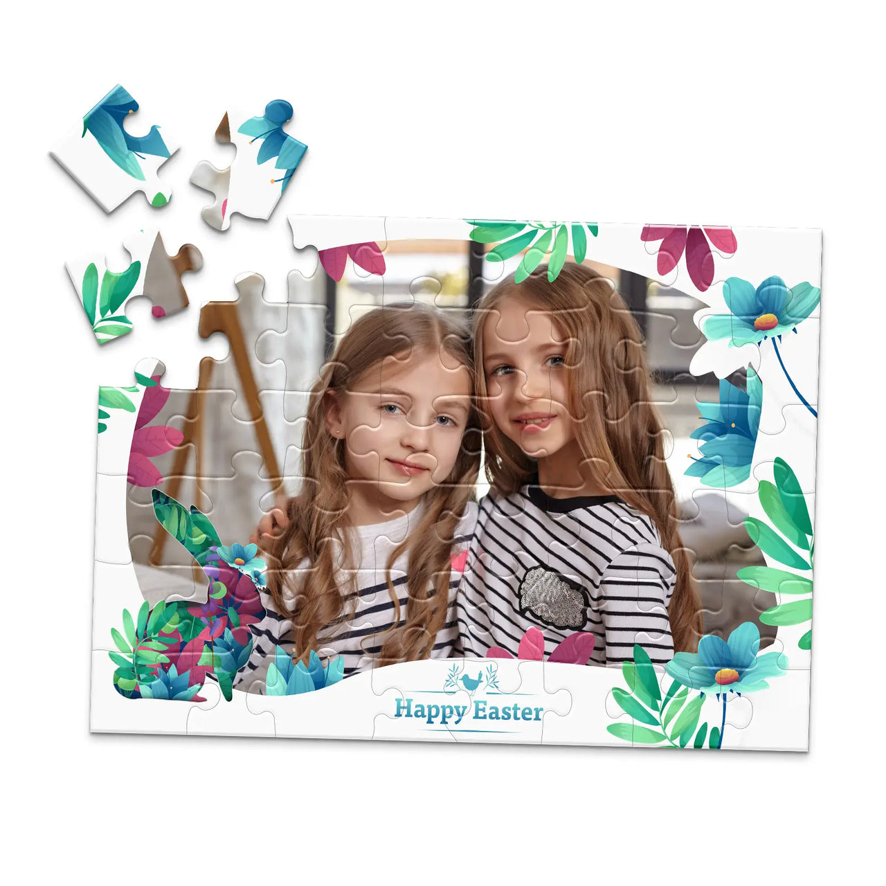 Easter Floral Frame Photo Puzzle - 48 piece