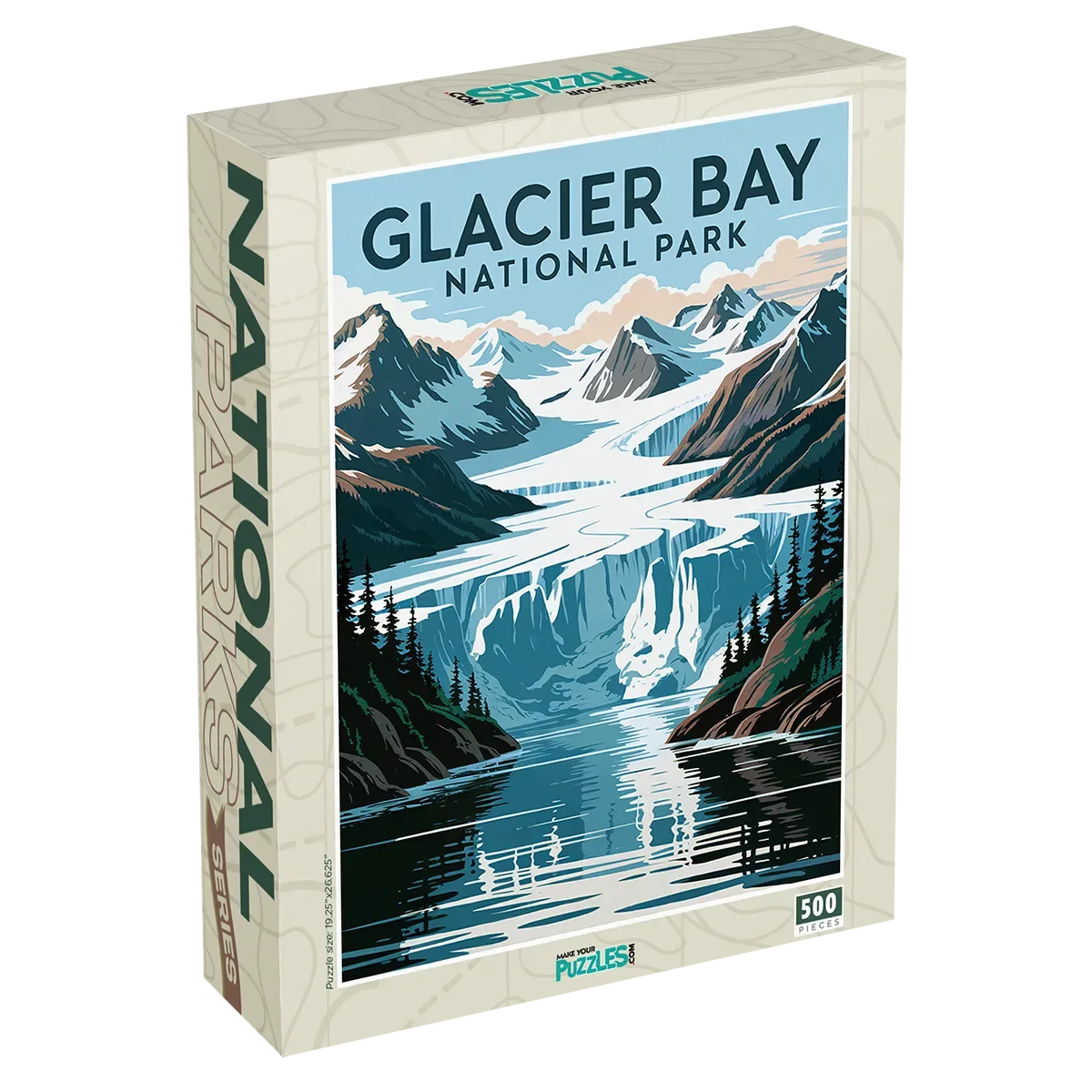 Galcier Bay National Park 500 piece puzzle box by MakeYourPuzzles