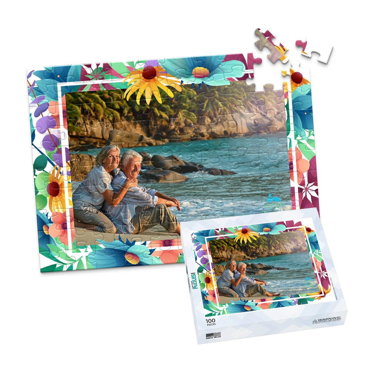 Gift Tropical Floral Photo Puzzle - 100 piece and box