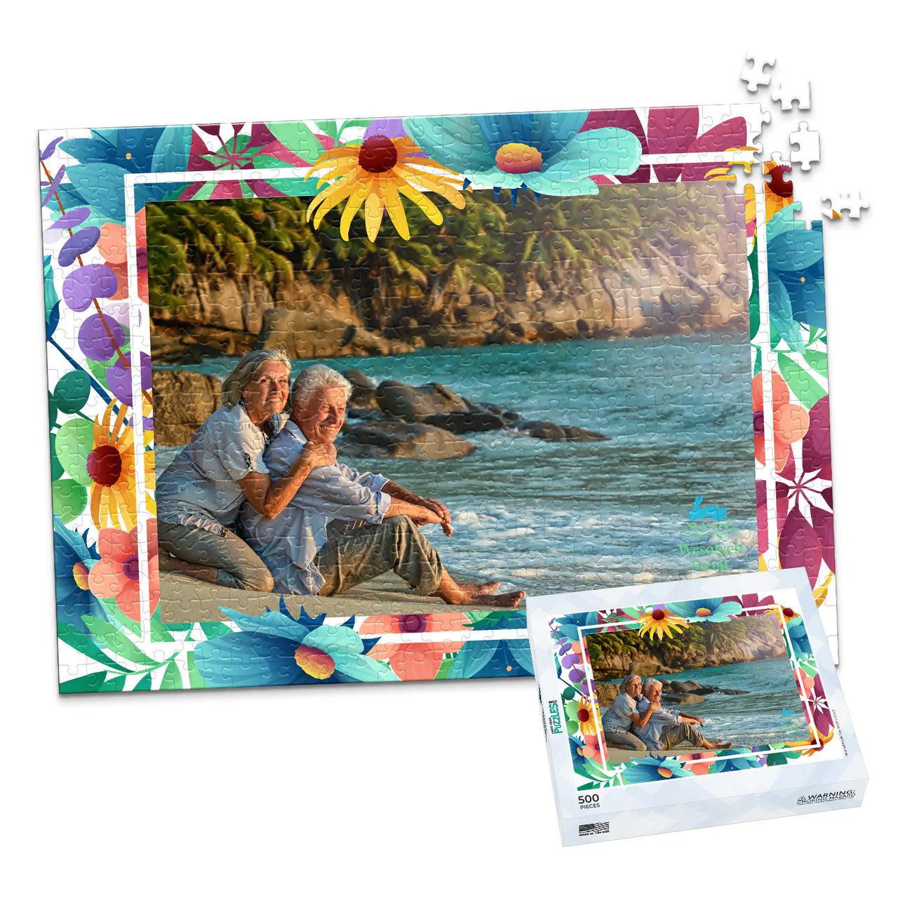 Gift Tropical Floral Photo Puzzle - 500 piece and box