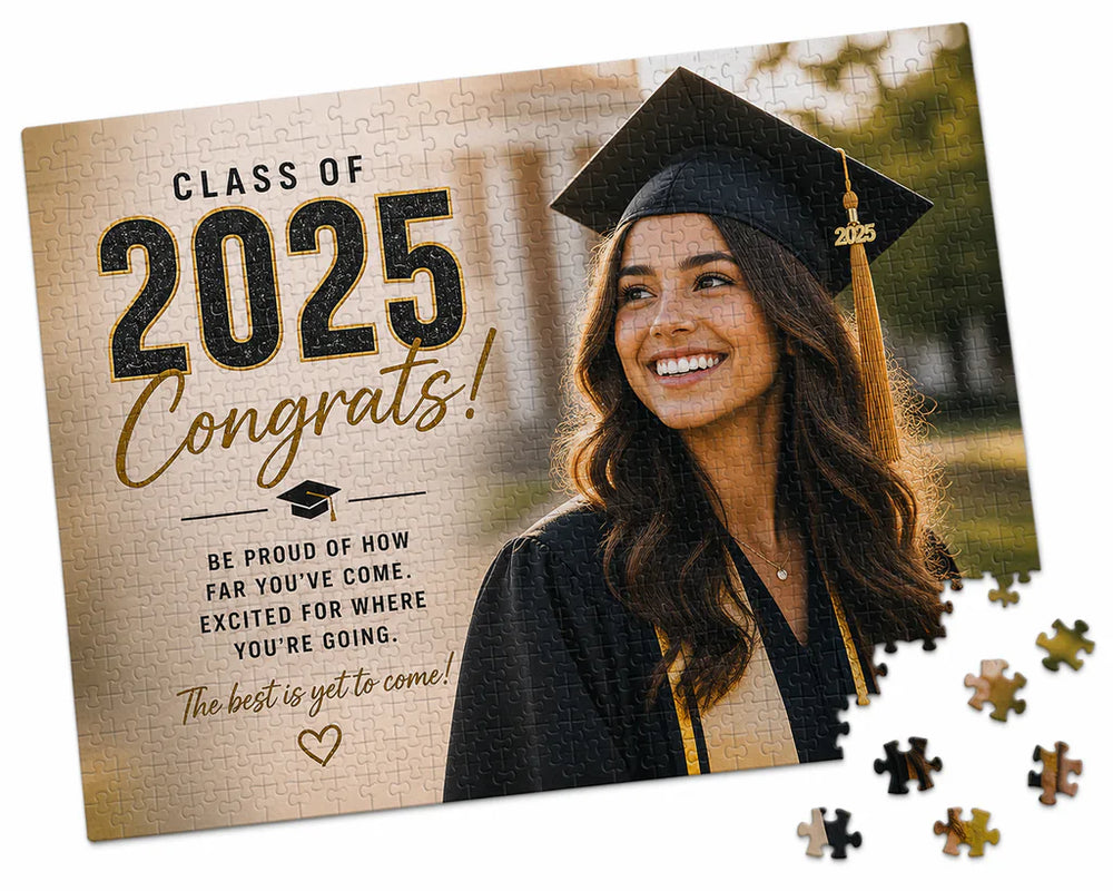 Graduation puzzle with text 