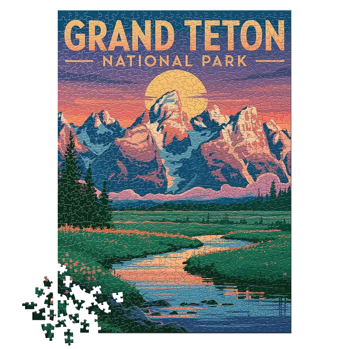 Grand Teton National Park Sunset 1000 piece puzzle by MakeYourPuzzles
