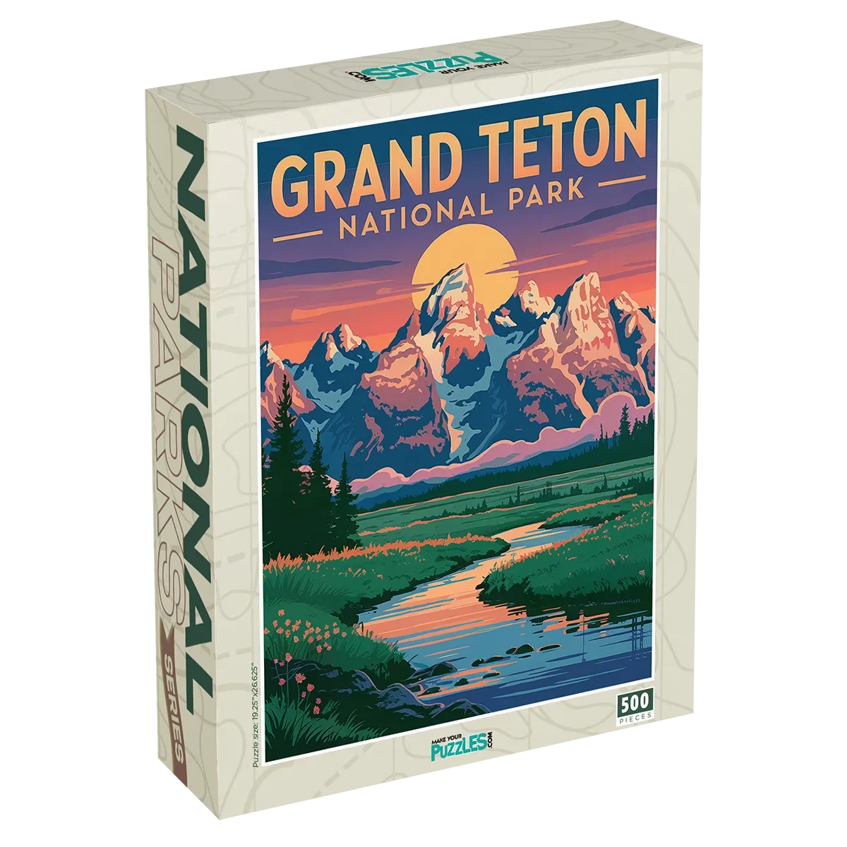 Grand Teton National Park Sunset 500 piece puzzle box by MakeYourPuzzles