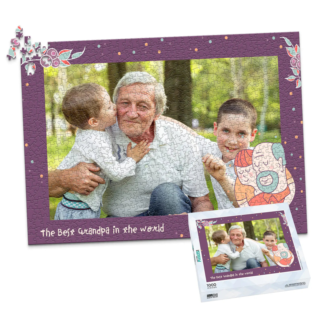 Grandparents Grandfathers Photo Puzzle - 1000 piece and box