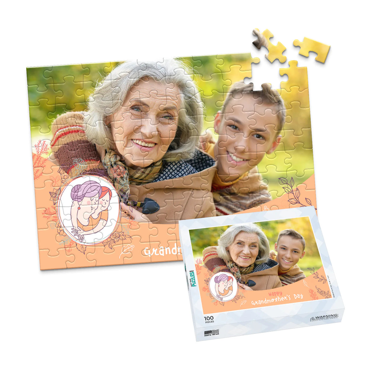 Grandparents Grandmothers Photo Puzzle - 100 piece and box