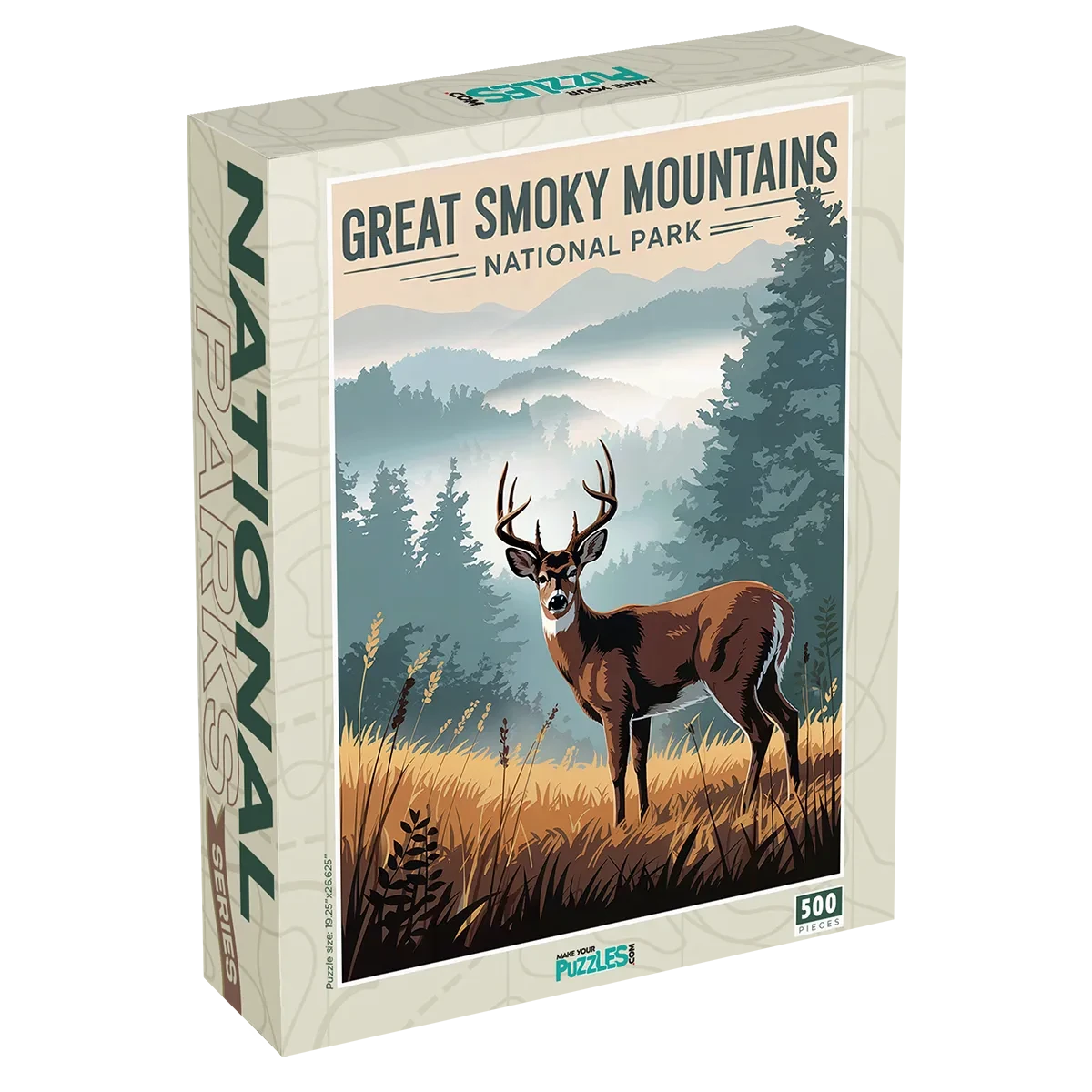 Great Smoky Mountains National Park Deer 500 piece puzzle box by MakeYourPuzzles