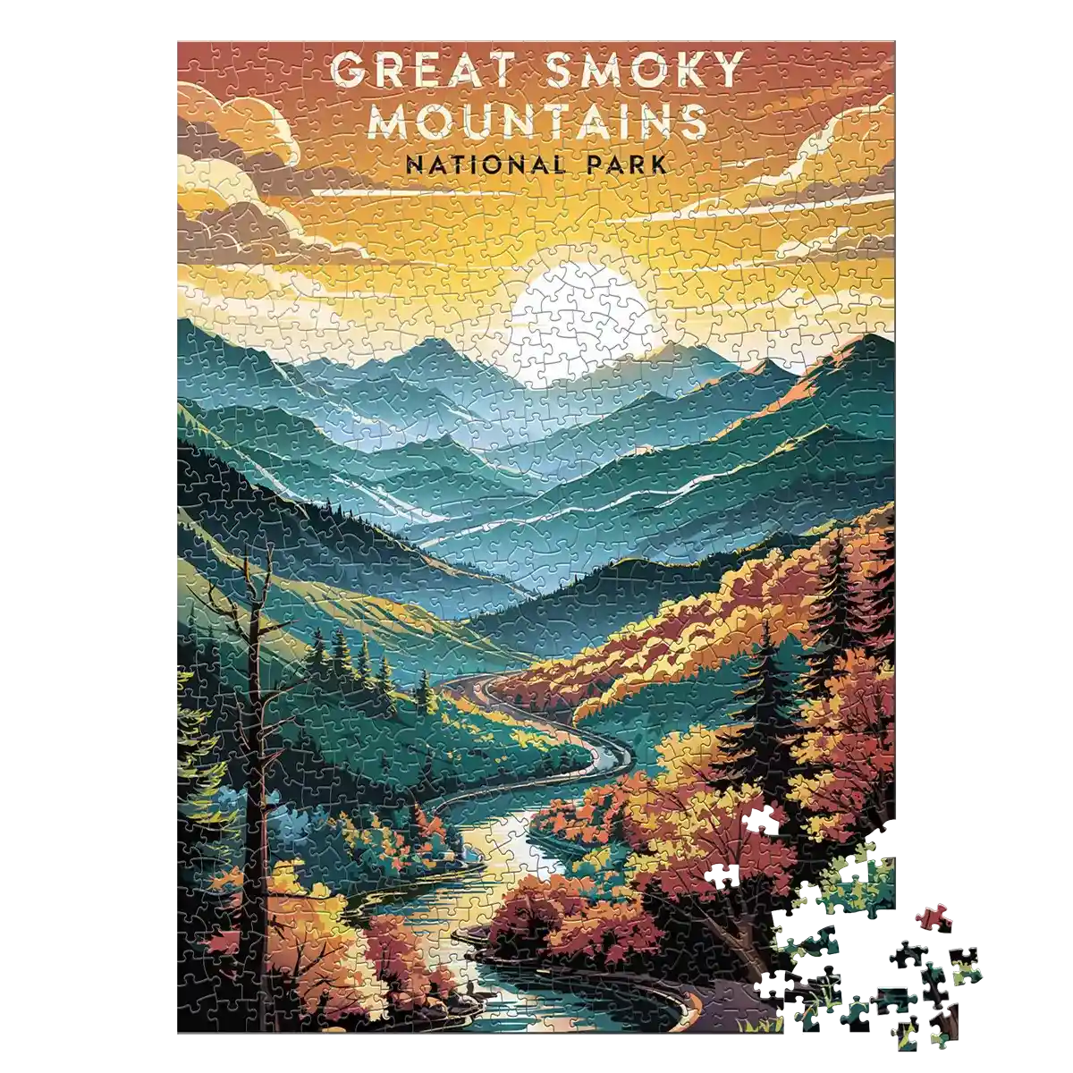 Great Smoky Mountains National Park Smoky Dawn 1000 piece puzzle by MakeYourPuzzles