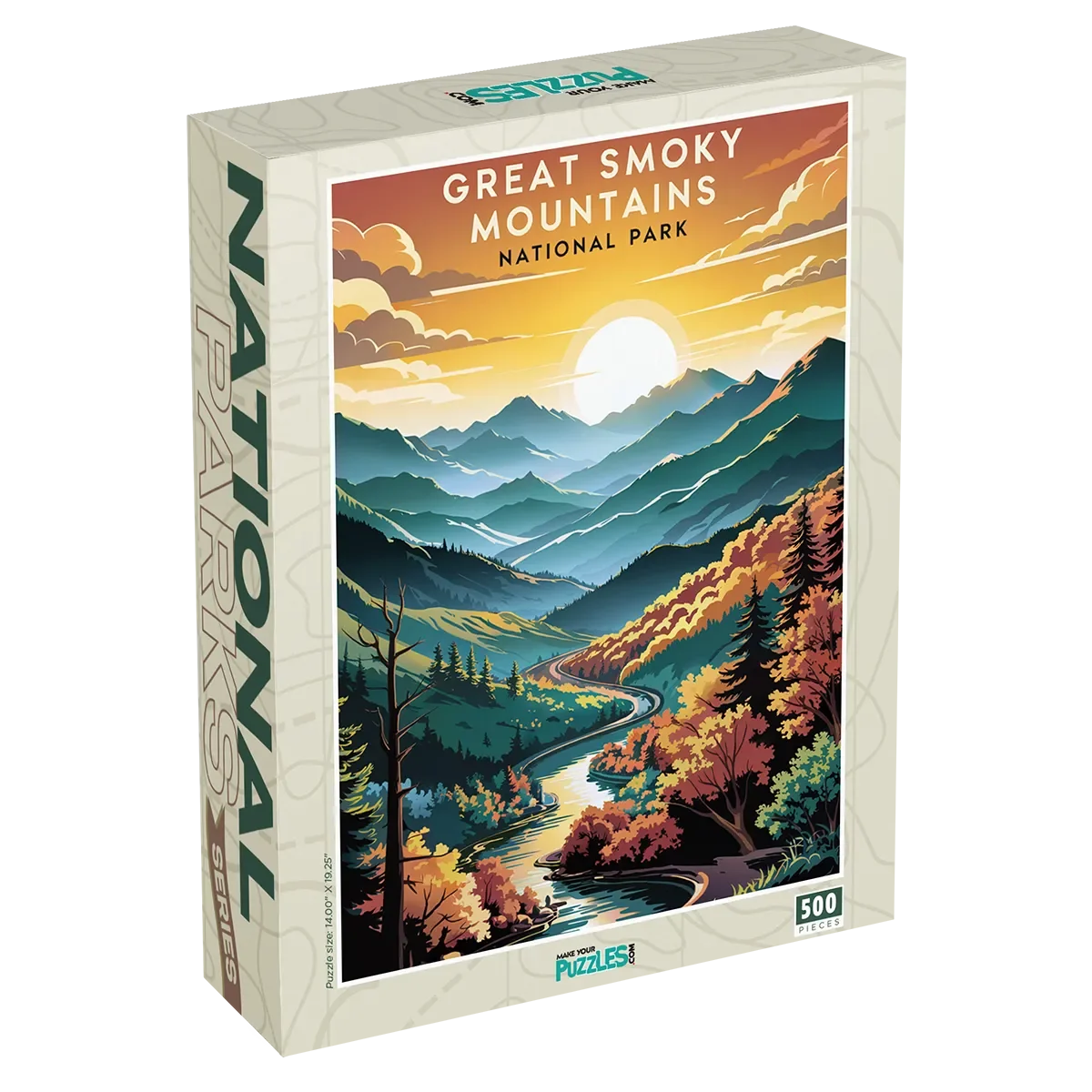 Great Smoky Mountains National Park Smoky Dawn 500 piece puzzle box by MakeYourPuzzles