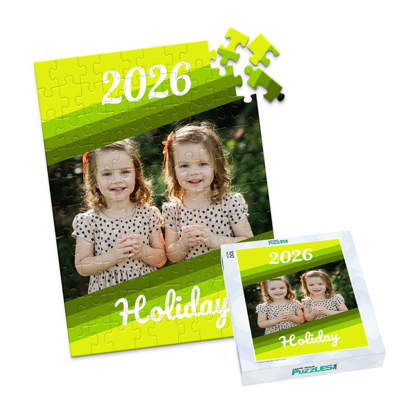 Holiday Year Stripe Photo Puzzle - 100 piece and box