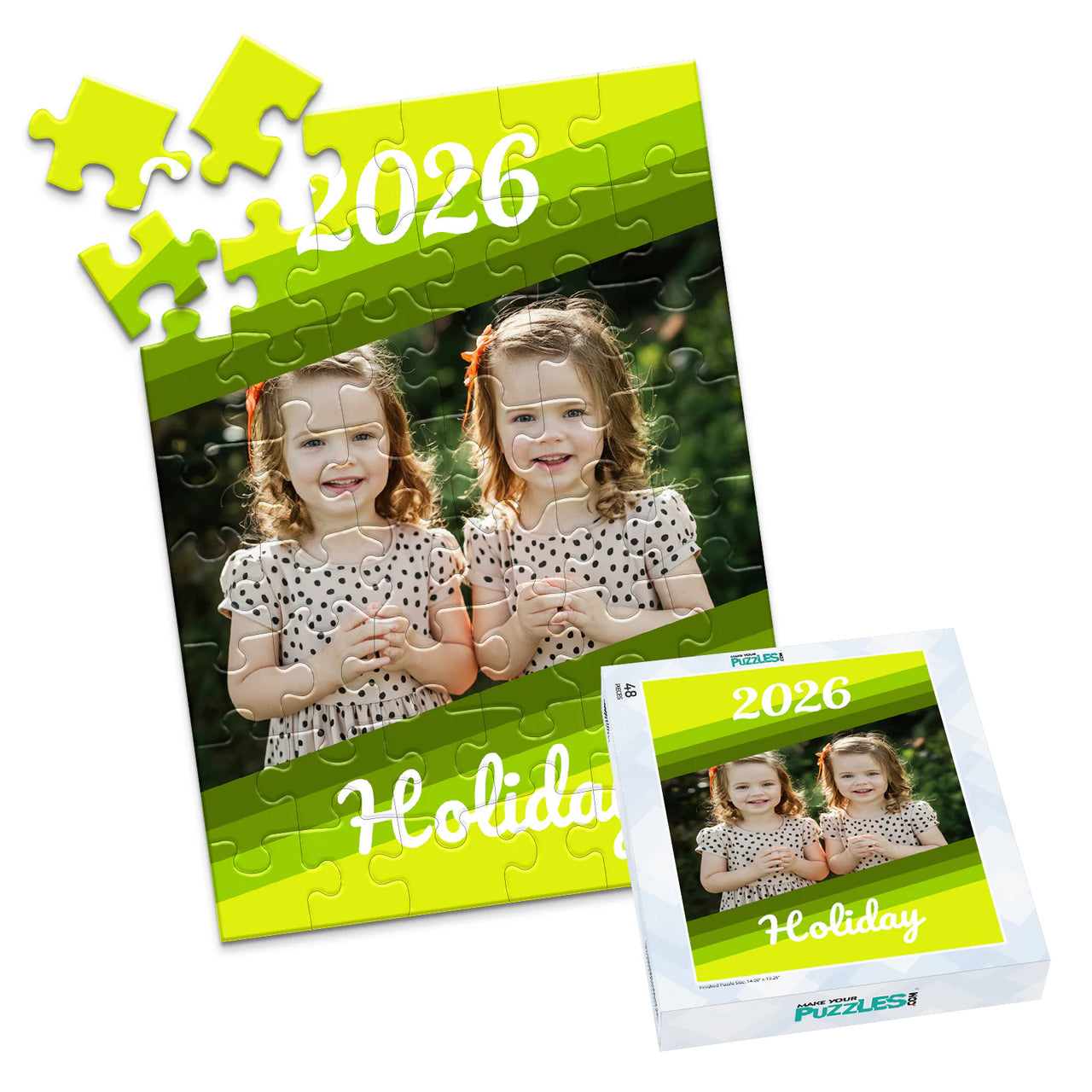 Holiday Year Stripe Photo Puzzle - 48 piece and box