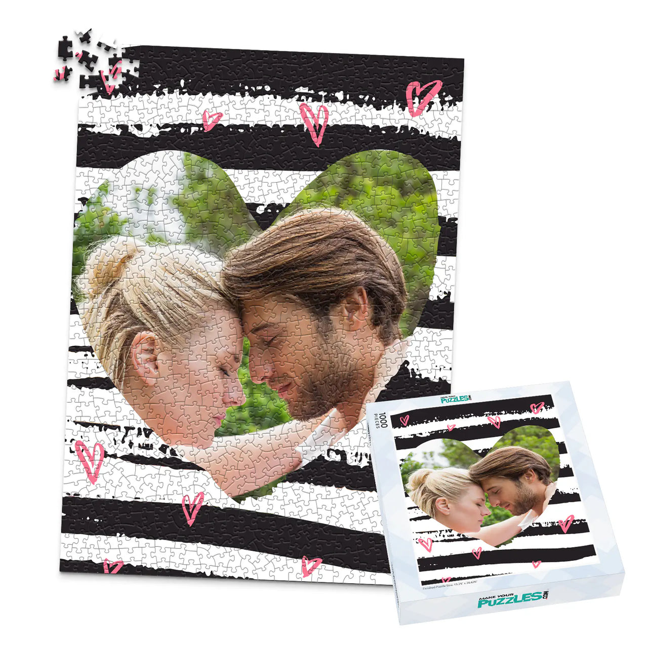 Love Brushstroke Stripes Photo Puzzle - 1000 piece and box