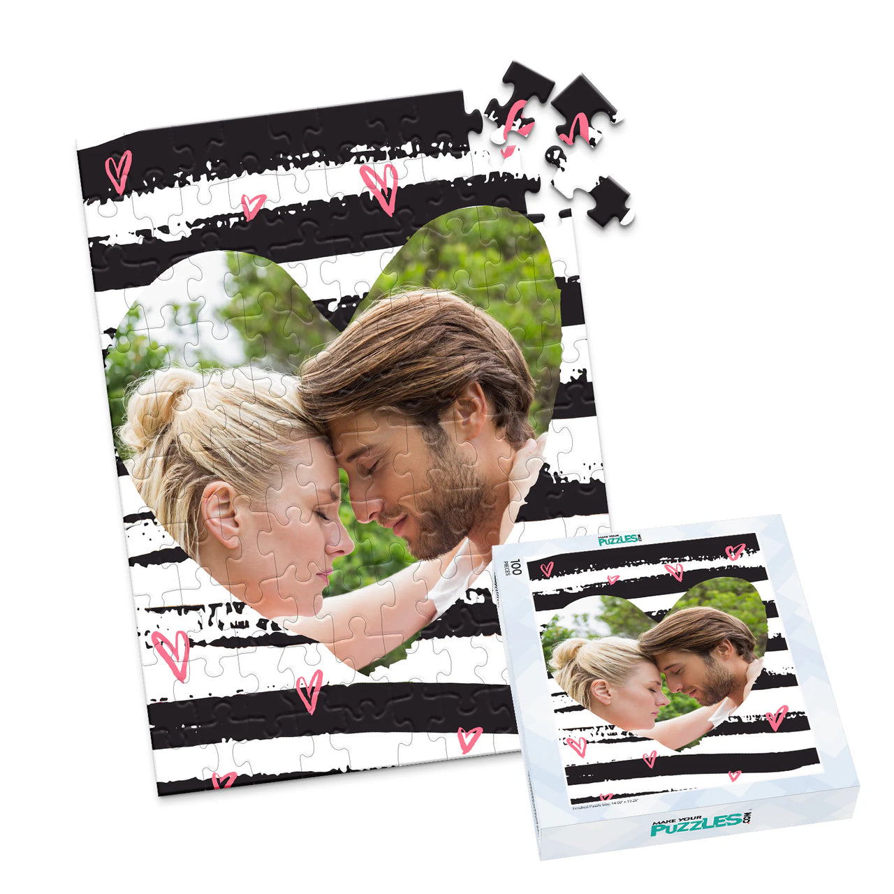 Love Brushstroke Stripes Photo Puzzle - 100 piece and box
