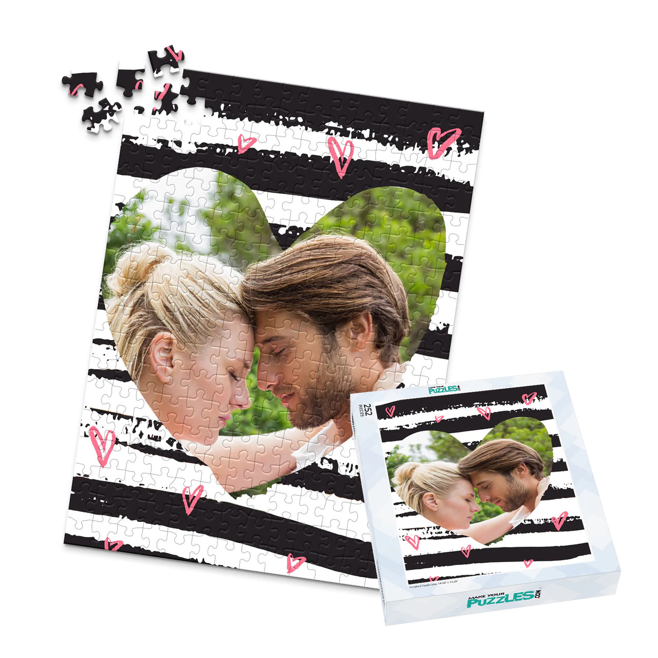 Love Brushstroke Stripes Photo Puzzle - 252 piece and box