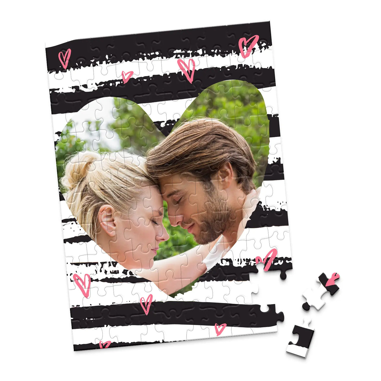 Love Brushstroke Stripes Photo Puzzle - 100 piece