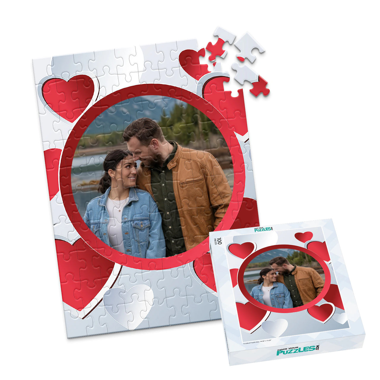 Love Circle Hearts Photo Puzzle - 100 piece and box