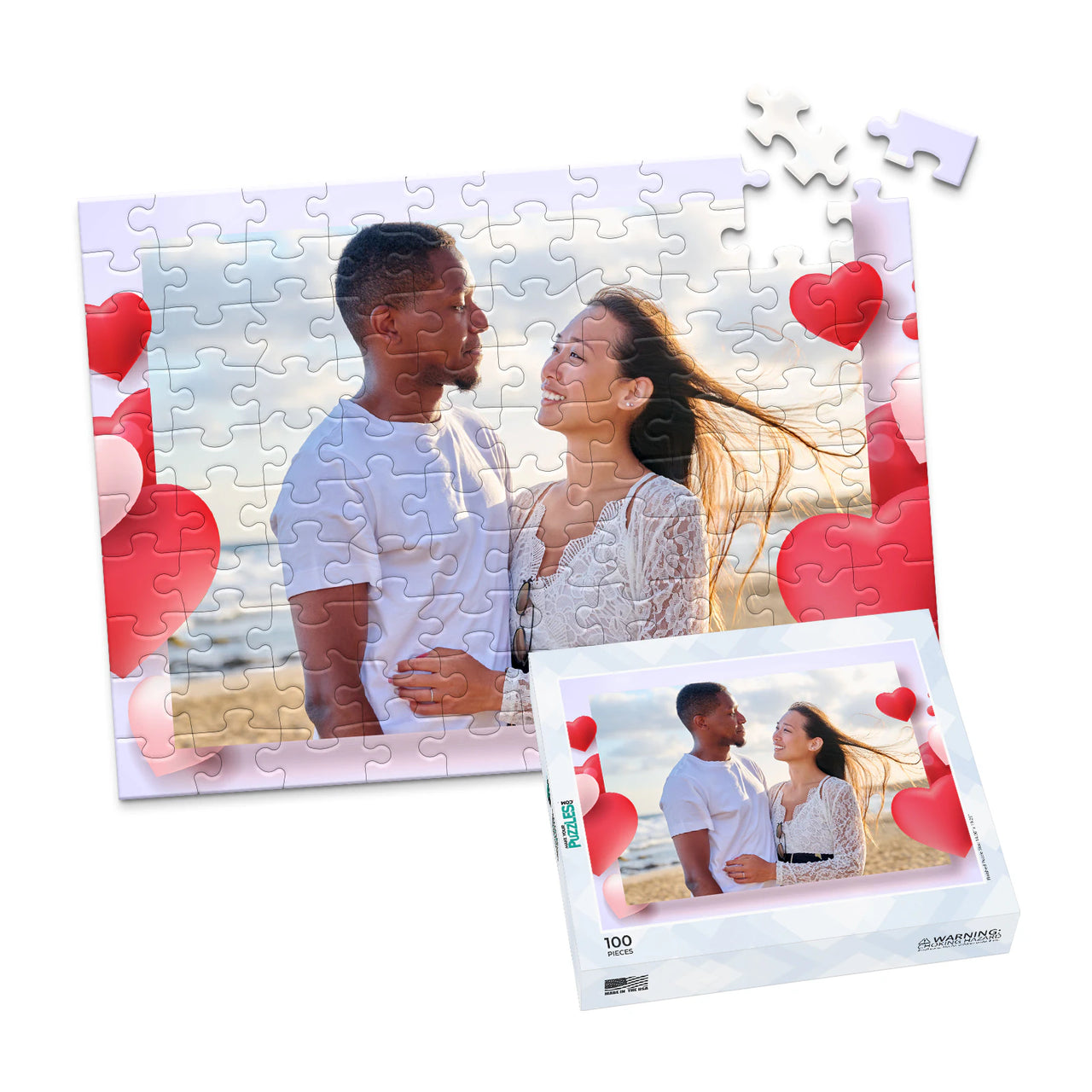 Love Floating Hearts Photo Puzzle - 100 piece and box