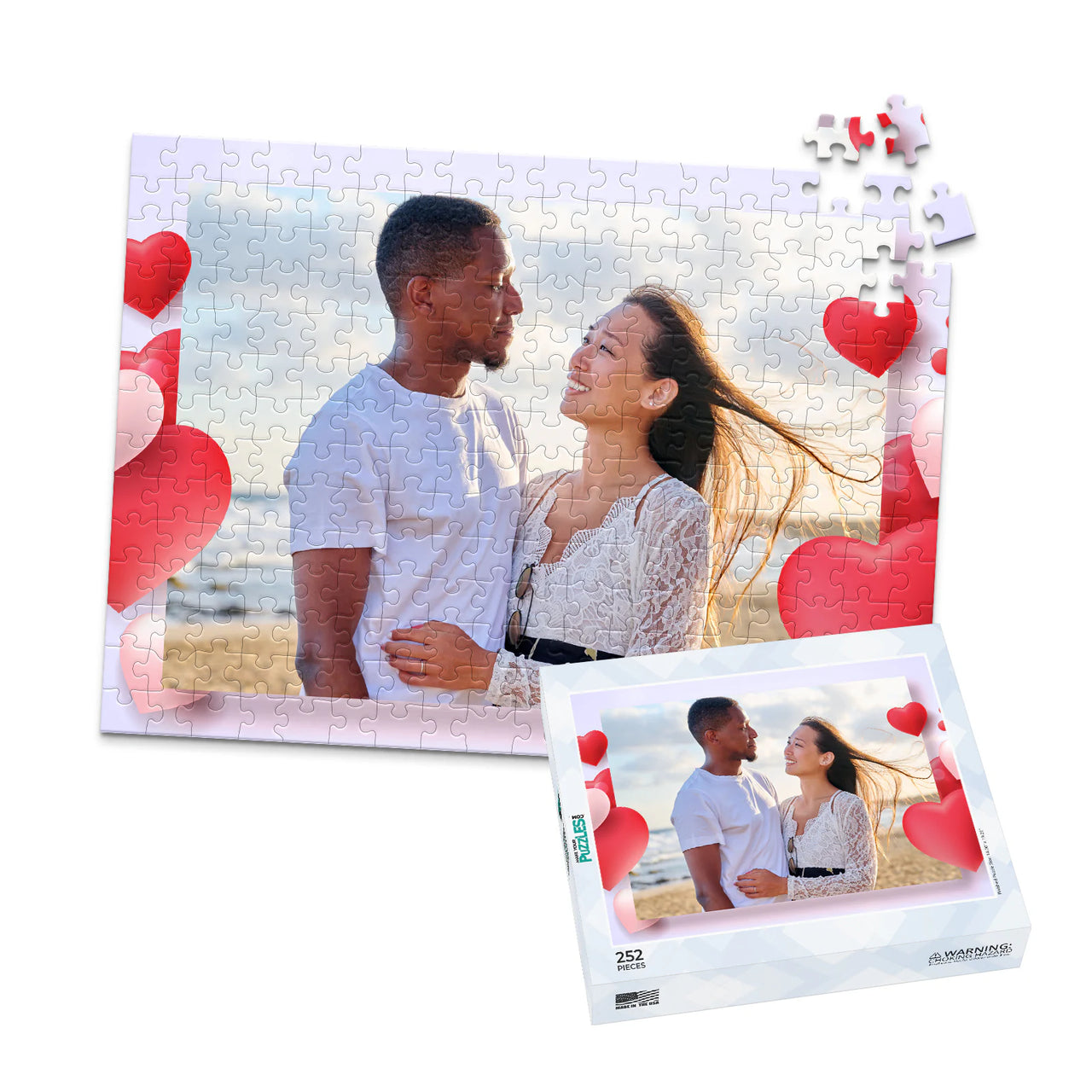 Love Floating Hearts Photo Puzzle - 252 piece and box
