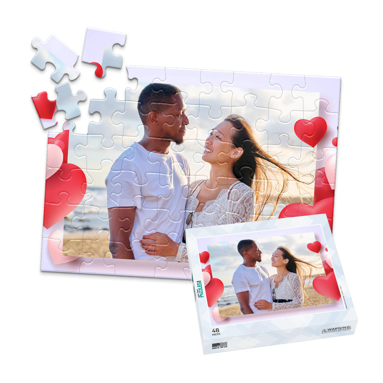 Love Floating Hearts Photo Puzzle - 48 piece and box