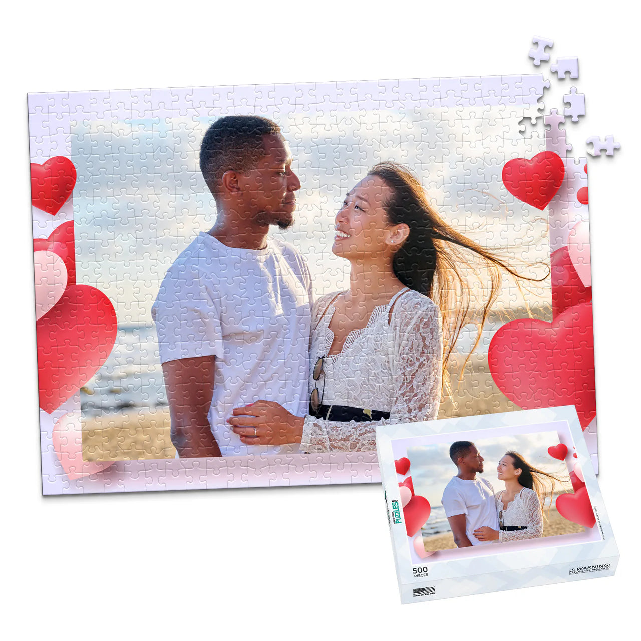 Love Floating Hearts Photo Puzzle - 500 piece and box
