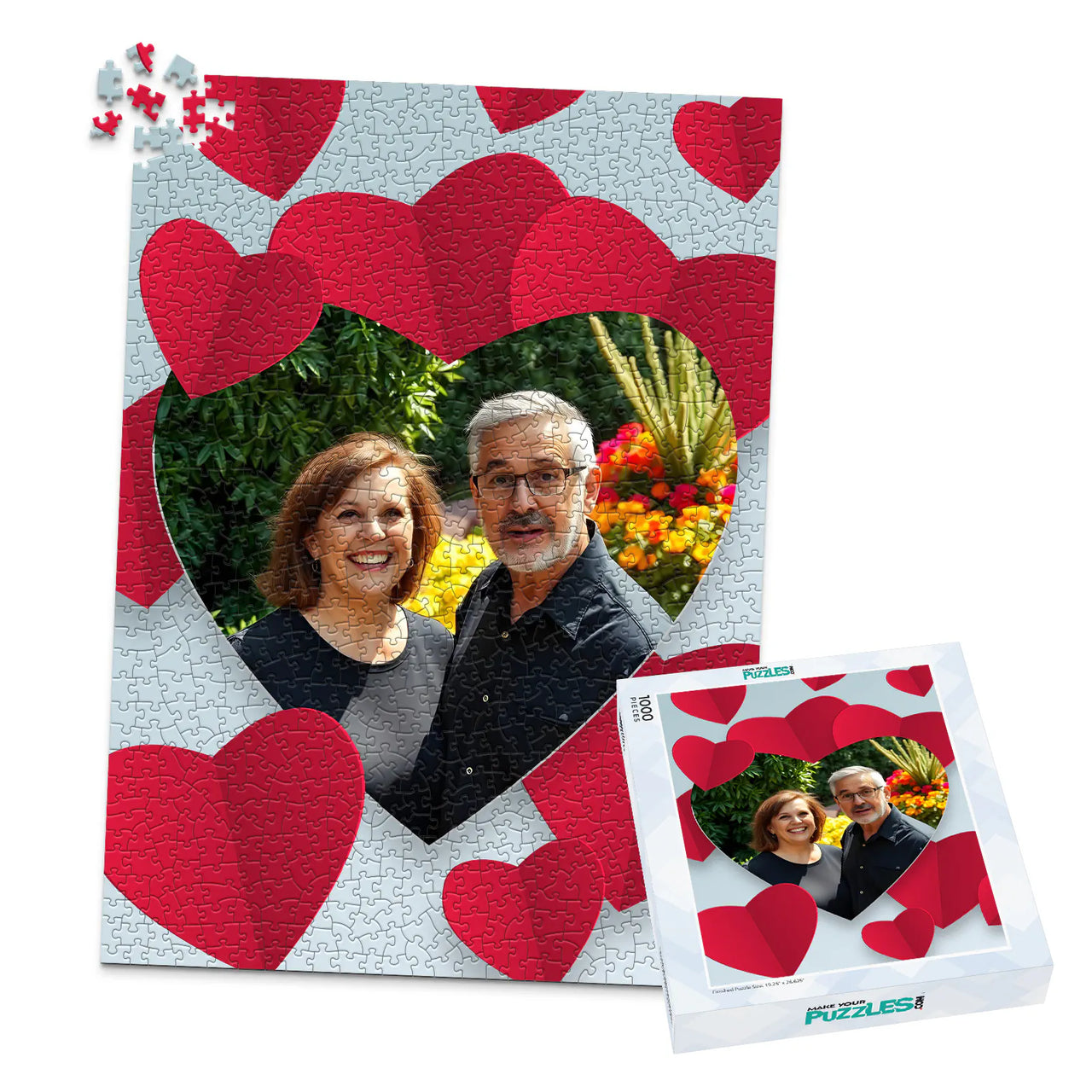 Love Red Hearts Photo Puzzle - 1000 piece and box