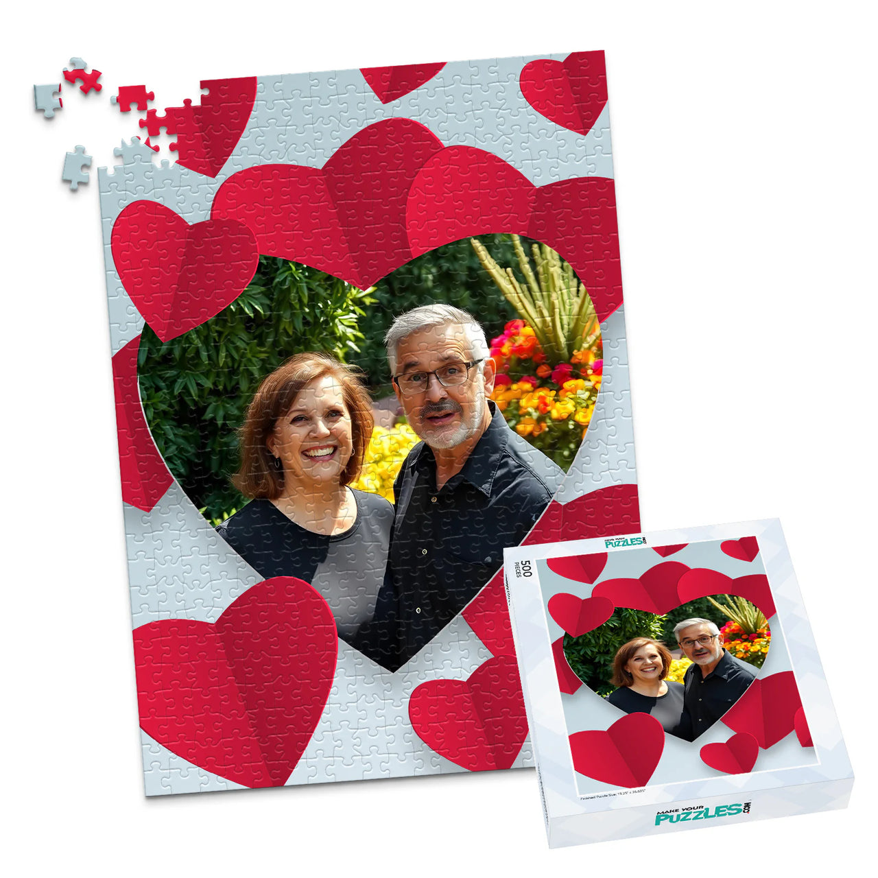 Love Red Hearts Photo Puzzle - 500 piece and box