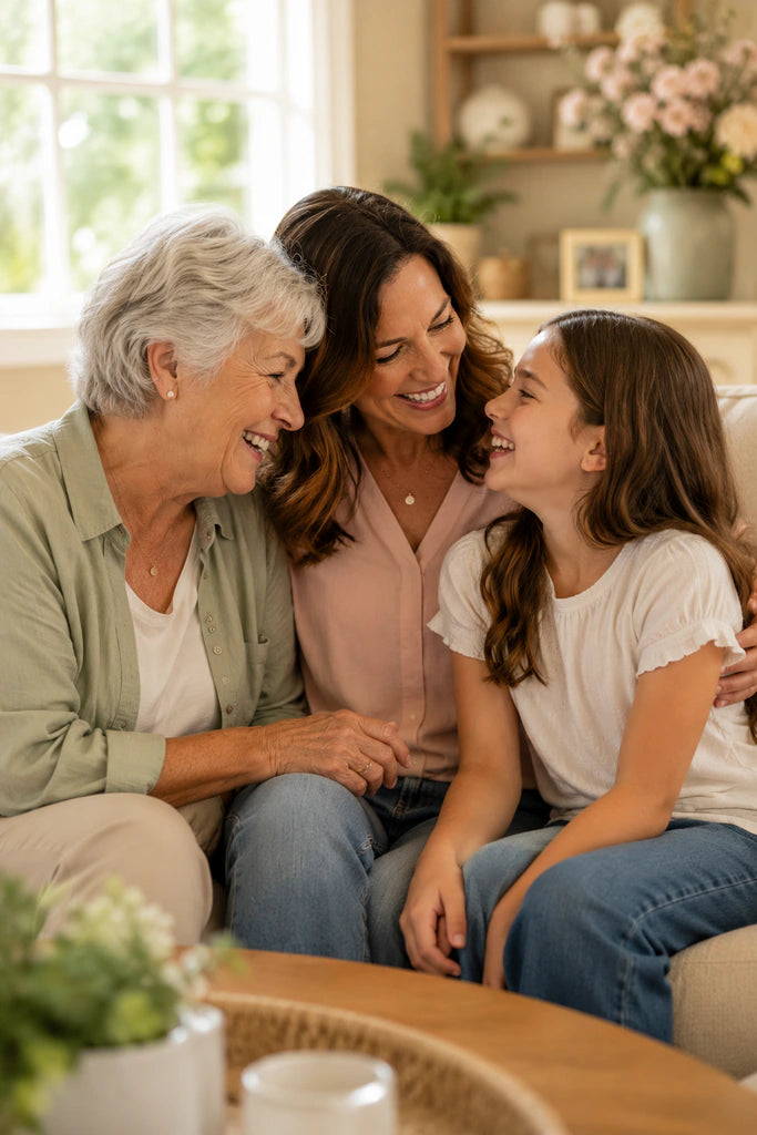 Three generations of women sharing a special Mother’s Day moment together